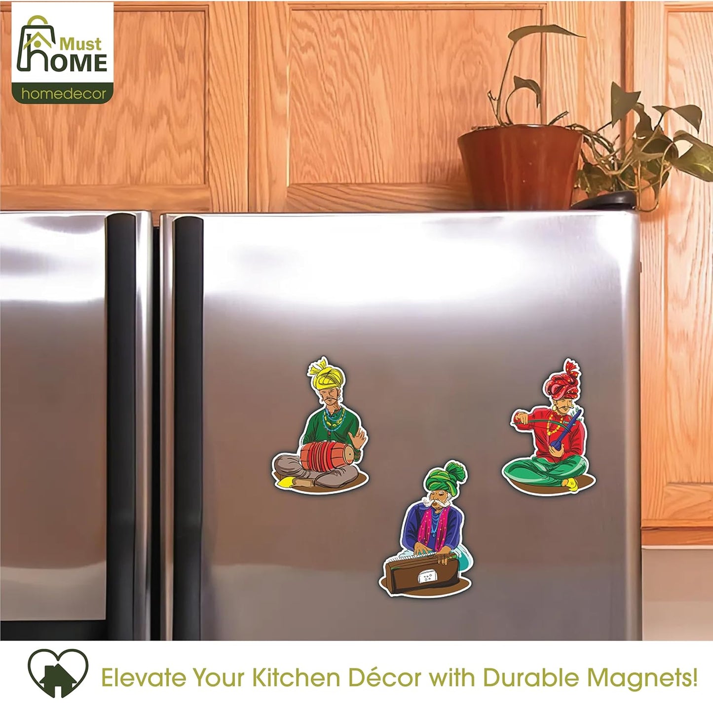 MustHome Fridge Magnet | Indian Theme & Musical Instruments