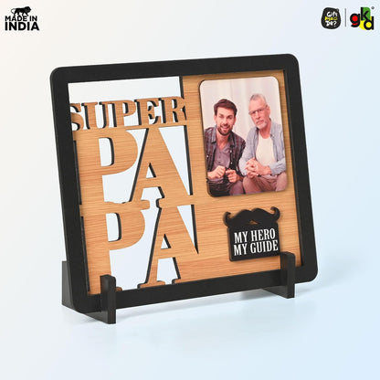Super Papa Personalized Photo Frame for Father – Wooden Photo Frame Table Top | Father’s Day Gift, Dad Birthday Gift, Gifts for Papa