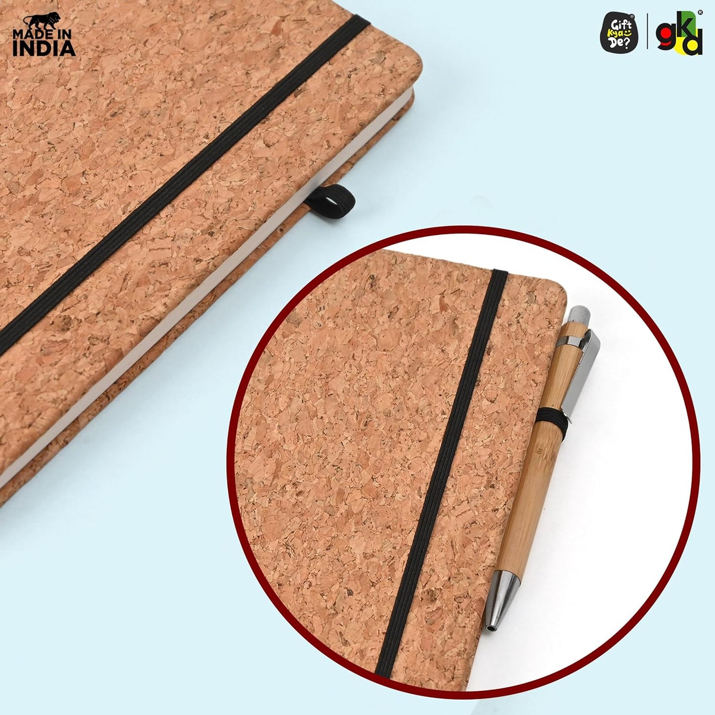 Eco-Friendly Cork Diary with Pen Holder | 190 Pages | Motivational Quote & Personalized Name Option