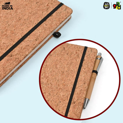 Eco-Friendly Cork Diary with Pen Holder | 190 Pages | Motivational Quote & Personalized Name Option