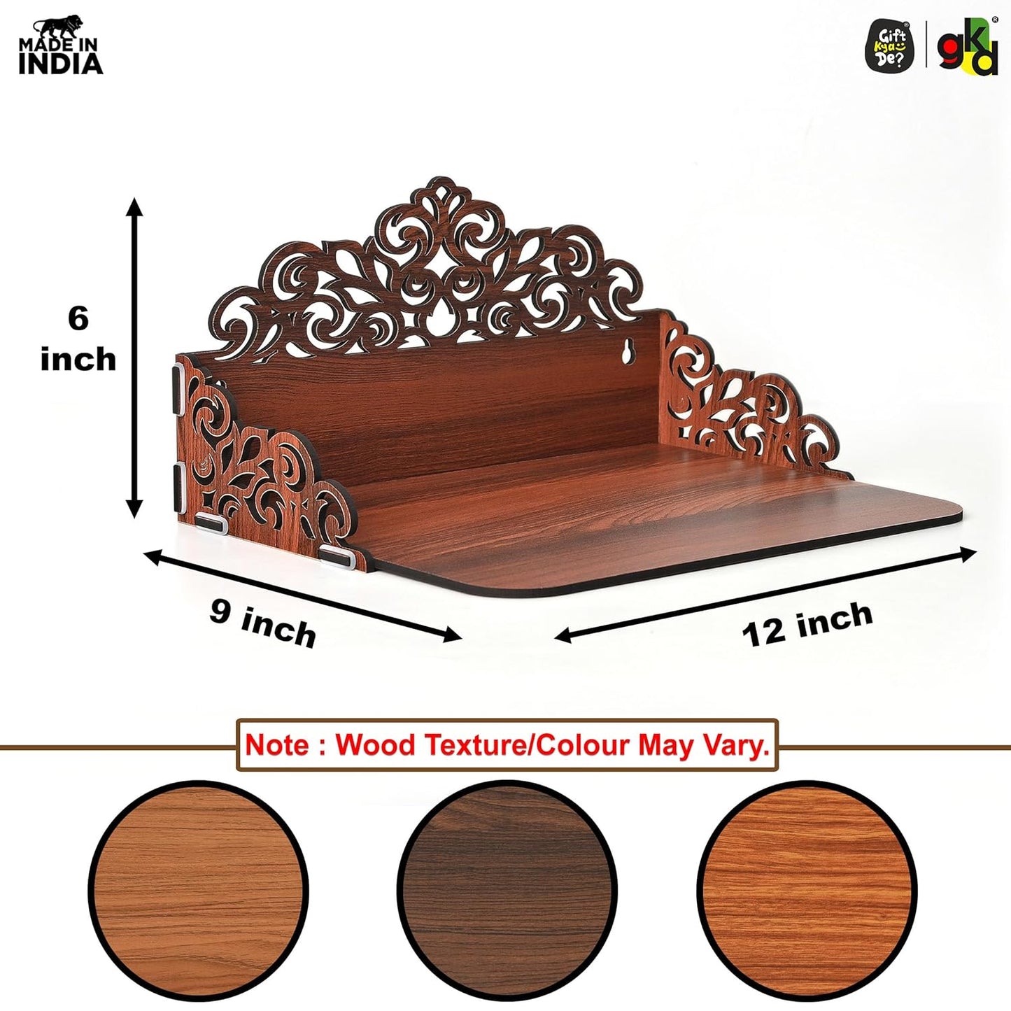 Small Pooja Mandir for Home & Office | Indian Wooden Temple for Table or Shelf | DIY 12x9x6 Inch | Classic Design