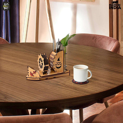 Boat Shape Coaster Stand With Set of 6 Coaster & Cute Test Tube Planter
