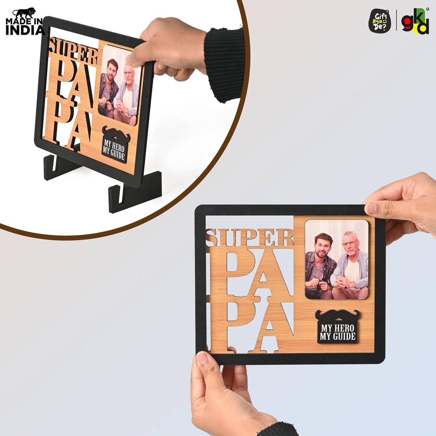 Super Papa Personalized Photo Frame for Father – Wooden Photo Frame Table Top | Father’s Day Gift, Dad Birthday Gift, Gifts for Papa