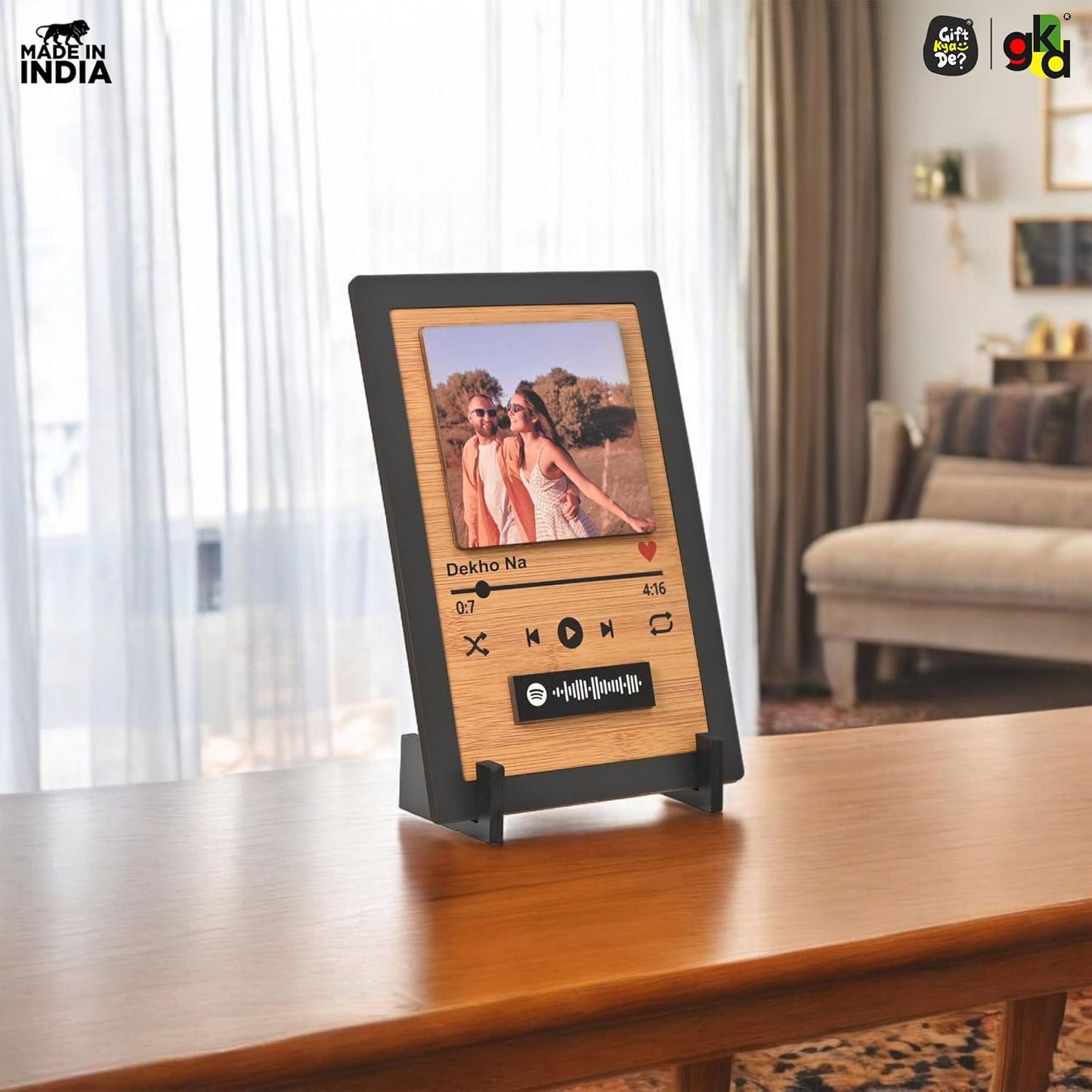 Personalized Spotify Frame – Custom Wooden Music Plaque with Song Name, Song Code & Photo (6x10 Inch)