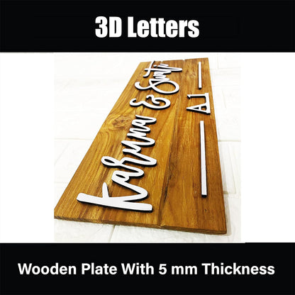 MustHome | Name plate for home entrance | Wood Personalized Name Plate with 3D Letters