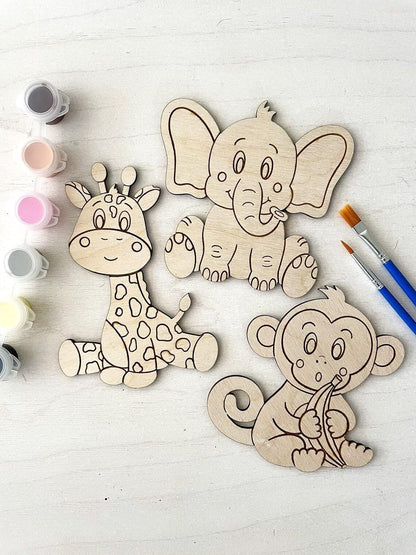 MustHome | DIY Wood Paint Kit for Kids | Animals Wooden Cutouts
