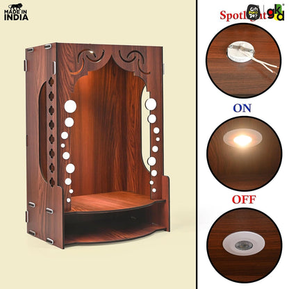 Wooden Temple for Home Wall Mounted with LED Light | Traditional & Modern Pooja Mandir Designs | Easy to Assemble (DIY)