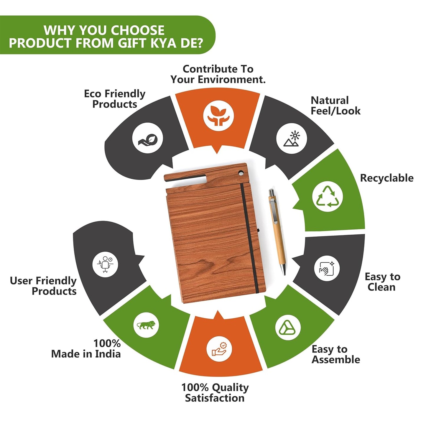 Wooden Smart Diary with Mobile Holder & Pen Stand | Includes Wooden Pen | Useful Gift For Office, Corporate & Personal Use