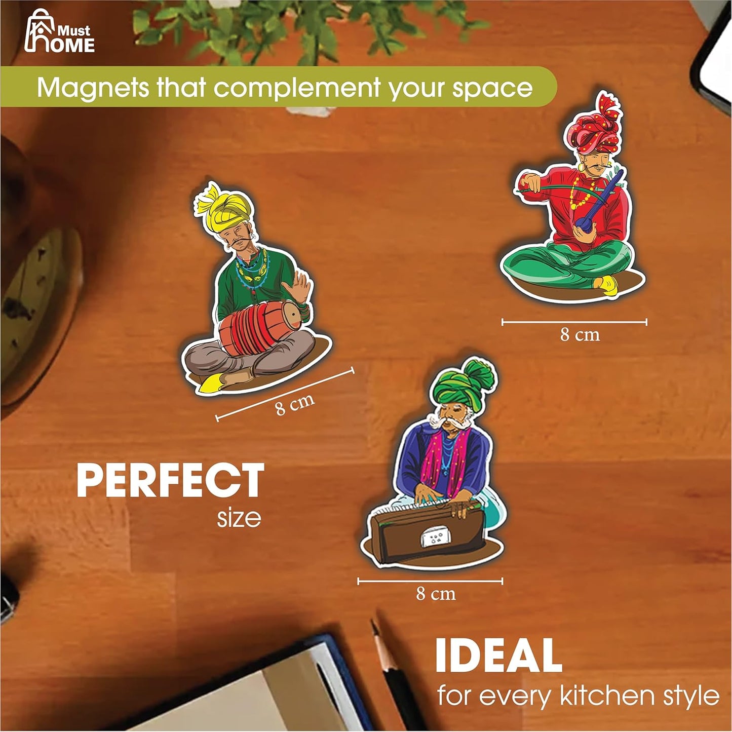 MustHome Fridge Magnet | Indian Theme & Musical Instruments