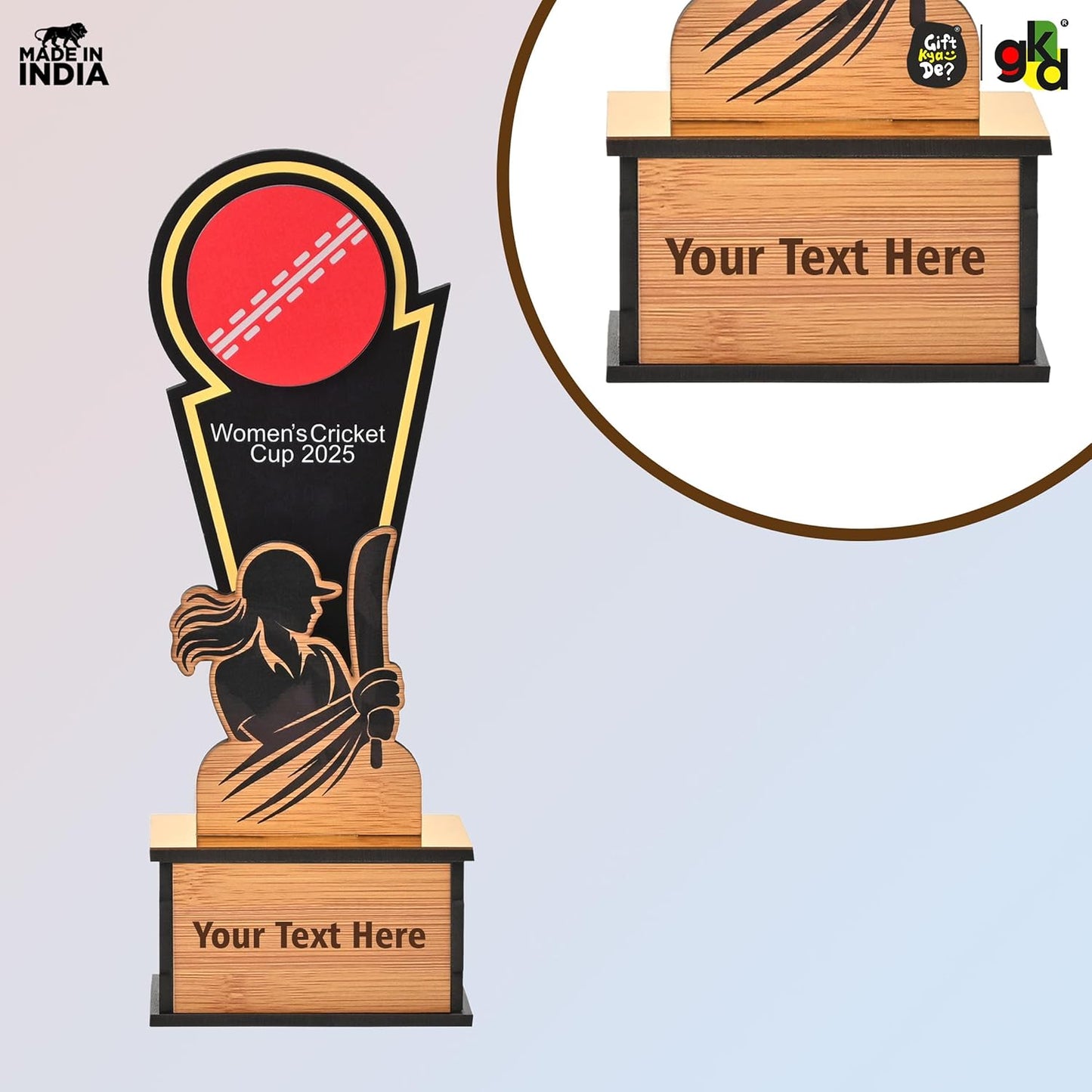 Wooden Cricket Trophy for Winners – Women’s & Men’s Cricket Cup Award | Sports Tournament Memento for Champions & Players