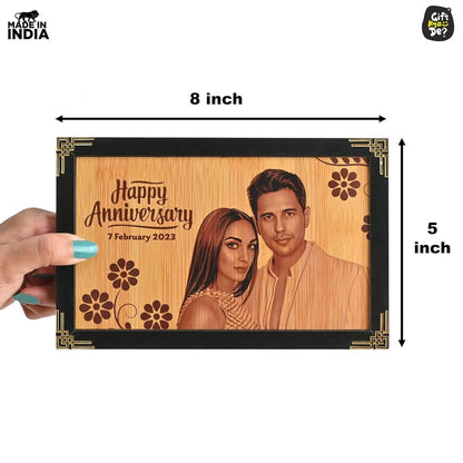 Personalized Wooden Table Mount Photo Frame | Gift For Anniversary, Valentine's Day | Sublimated 8x5 Inch