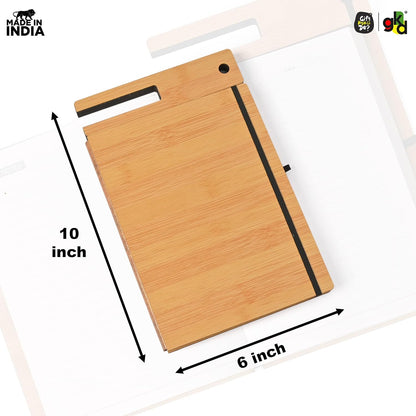 Wooden Smart Diary with Mobile Holder & Pen Stand | Includes Wooden Pen | Useful Gift For Office, Corporate & Personal Use