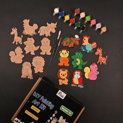 MustHome | DIY Wood Paint Kit for Kids | Animals Wooden Cutouts