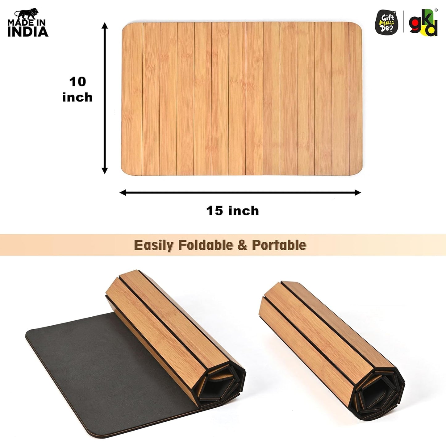 Foldable Sofa Armrest Tray | Bamboo Finish Couch Tray for Snacks, Drinks, Coffee | Available in Small & Large | Eco-Friendly MDF Wood