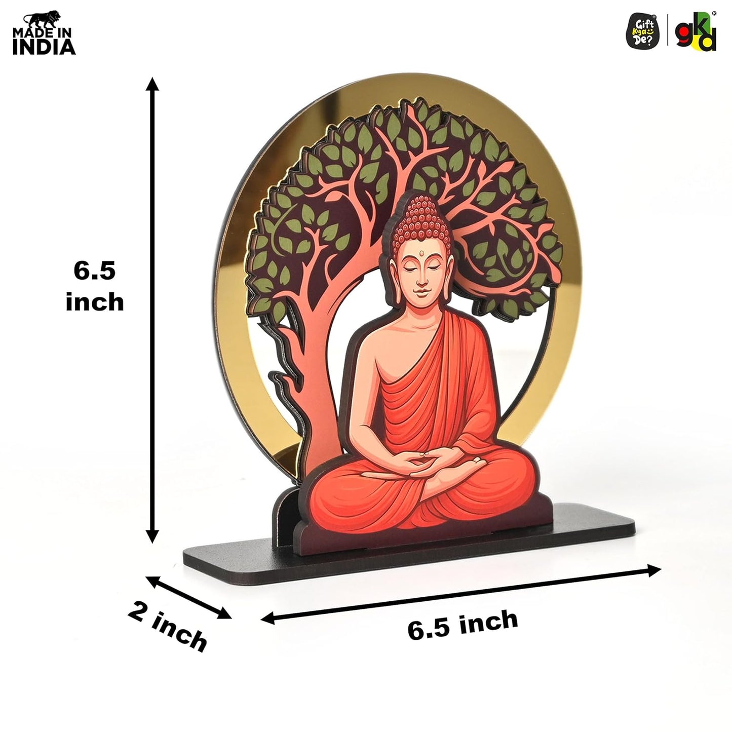 Buddha Idol Under Tree Table Top Showpiece | Meditation Figurine for Buddha Purnima, Office, Living Room (6.5 x 6.5 Inch)