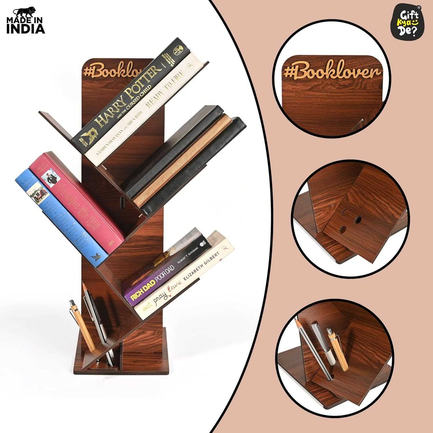 Wooden Bookcase For Home & Office | Space Saving Book Rack | Freestanding Books Holder (DIY)