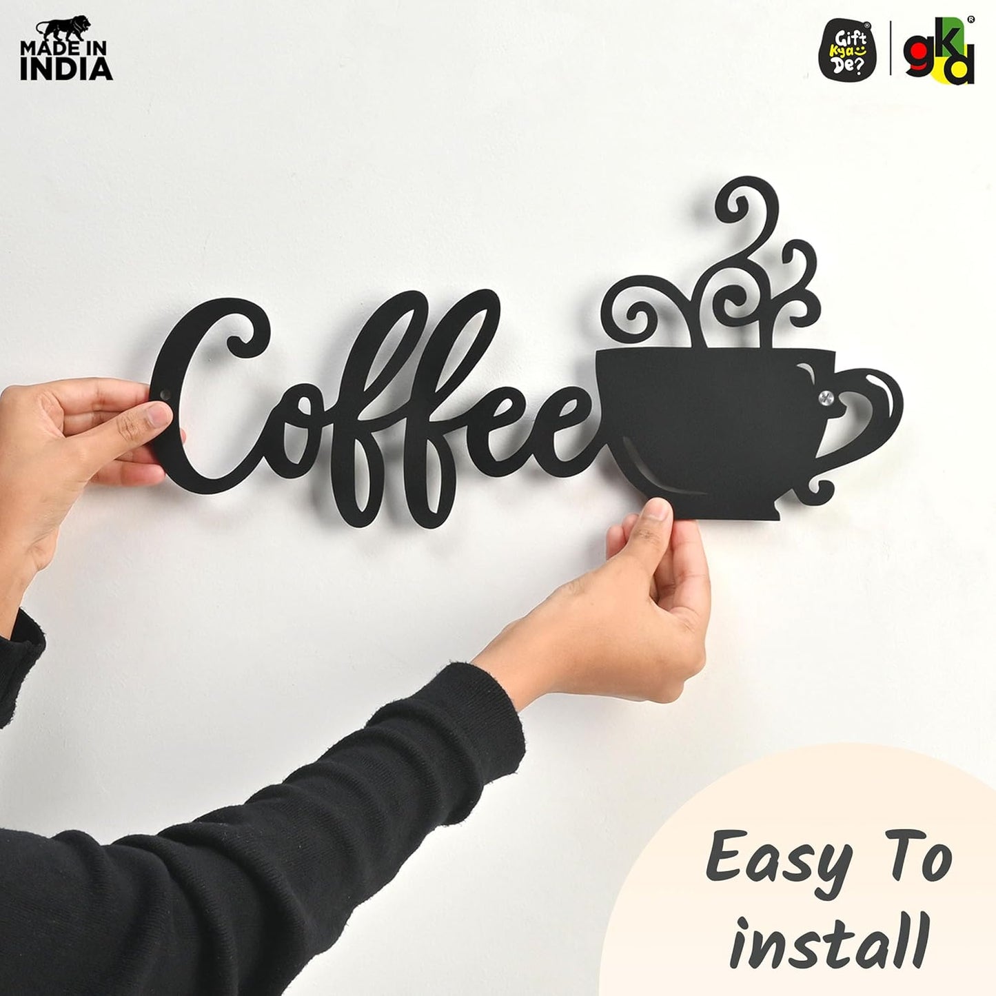 Welcome, Coffee & Kitchen Theme Wall Art | Wood Wall Hanging for Home Décor, Cafe Decor
