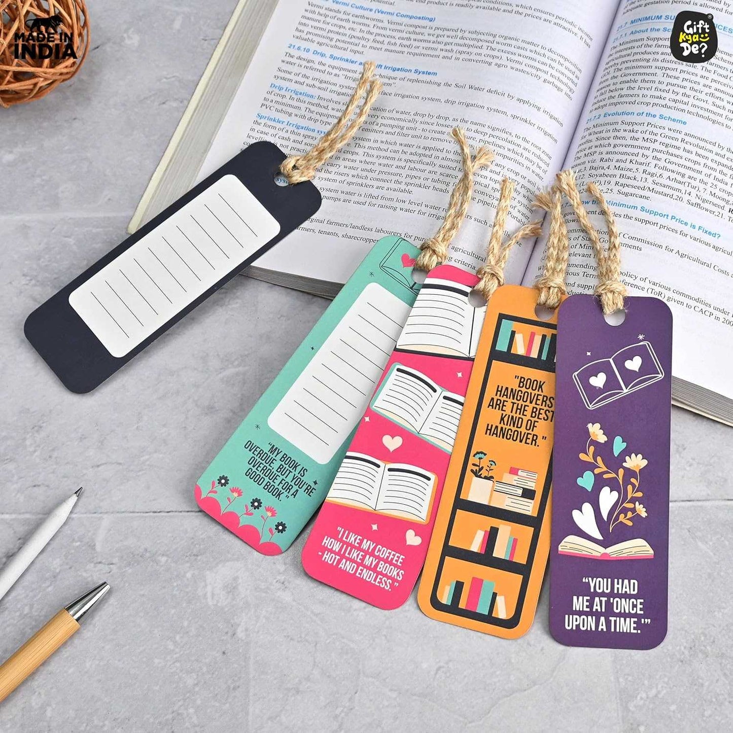 Bookmarks Set of 5 | Beautiful Designs & Quotes | Hard Paper Book Marker With Handmade Tassel Dori