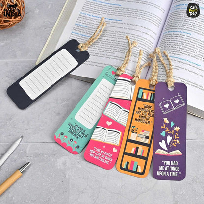 Bookmarks Set of 5 | Beautiful Designs & Quotes | Hard Paper Book Marker With Handmade Tassel Dori