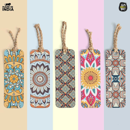 Bookmarks Set of 5 | Beautiful Designs & Quotes | Hard Paper Book Marker With Handmade Tassel Dori