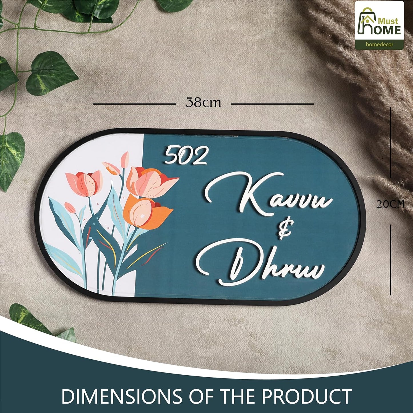FusionEdge Home Name plate for home entrance outdoor | 38x20 cm