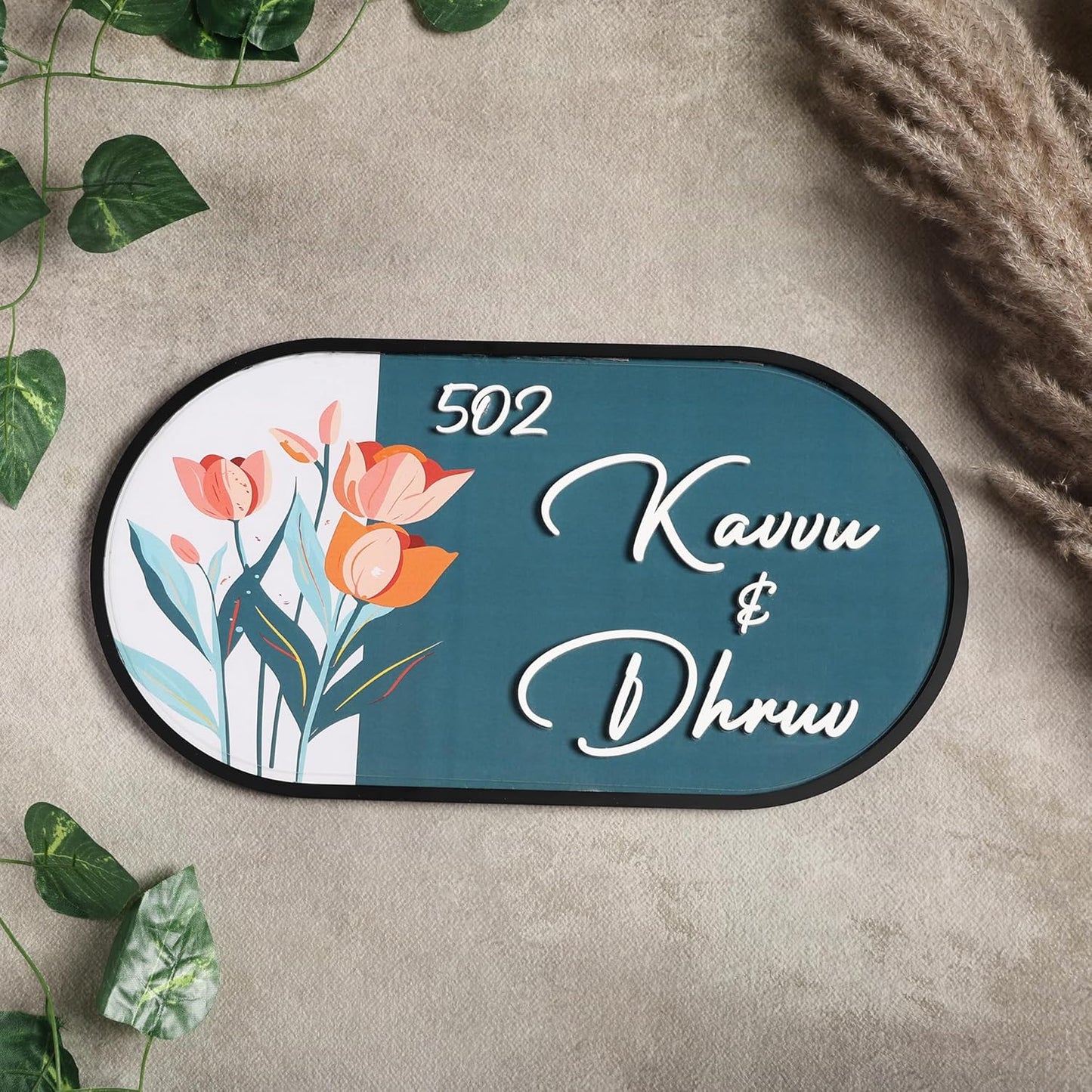MustHome Name plate for home entrance outdoor | 38x20 cm