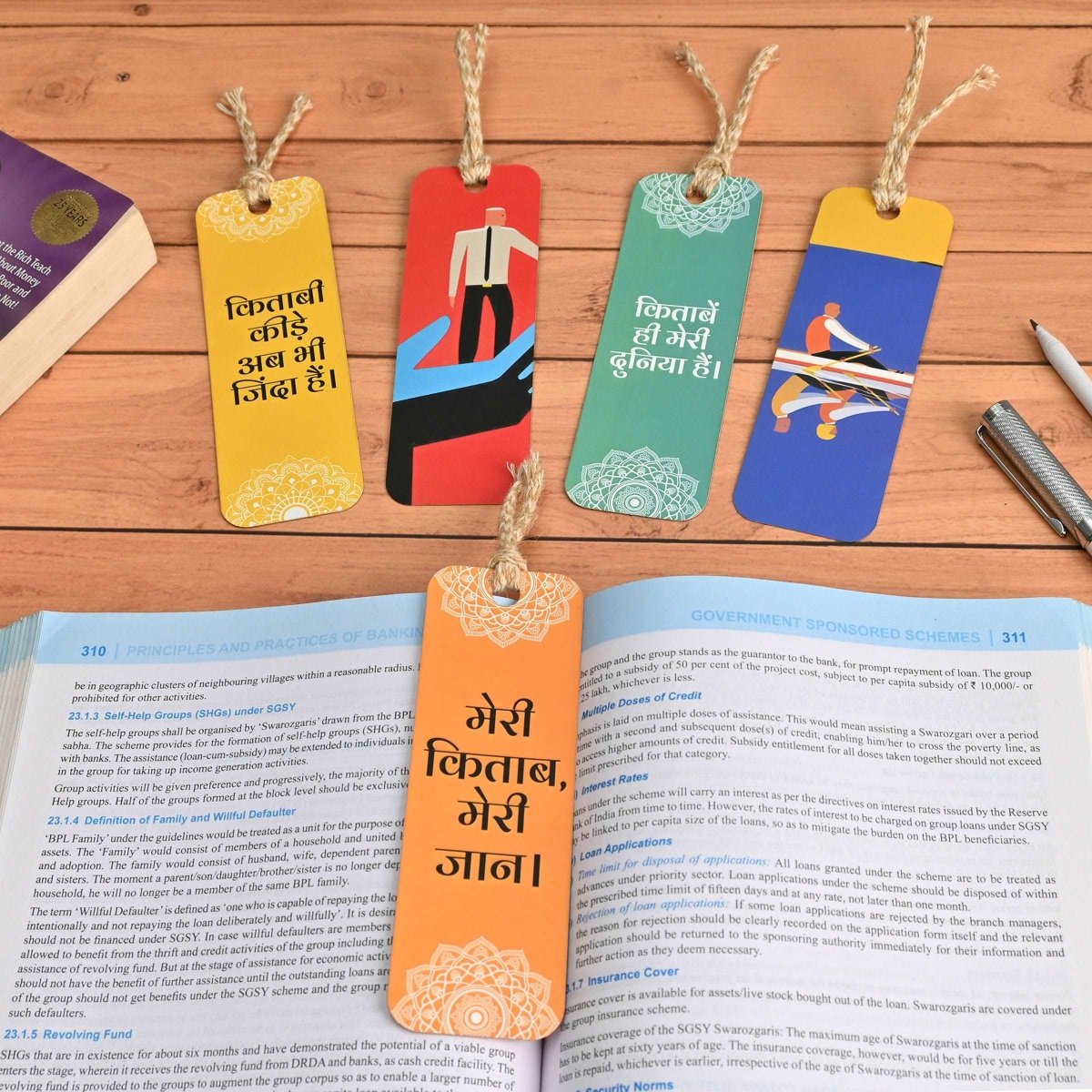 Bookmarks Set of 5 | Beautiful Designs & Quotes | Hard Paper Book Marker With Handmade Tassel Dori