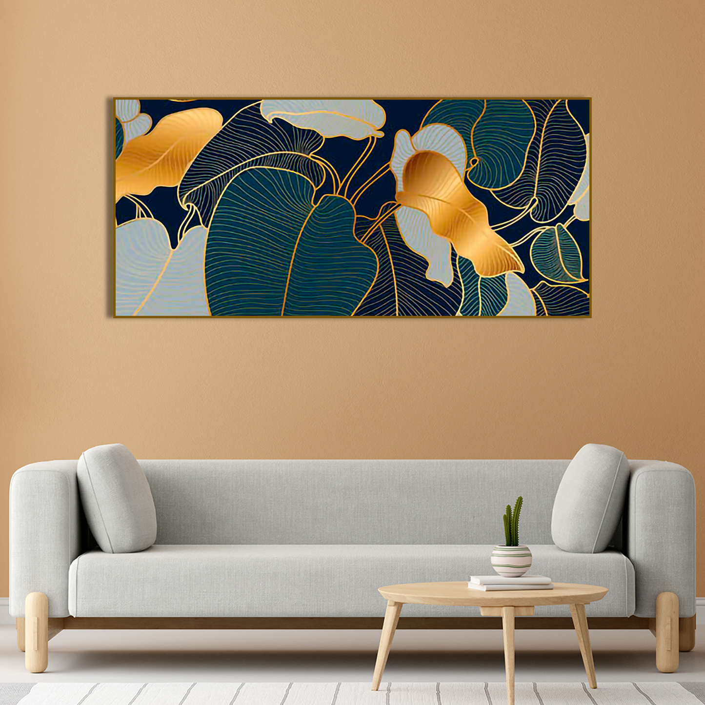 Luxury Golden Art Monstera Leaves Canvas wall Painting