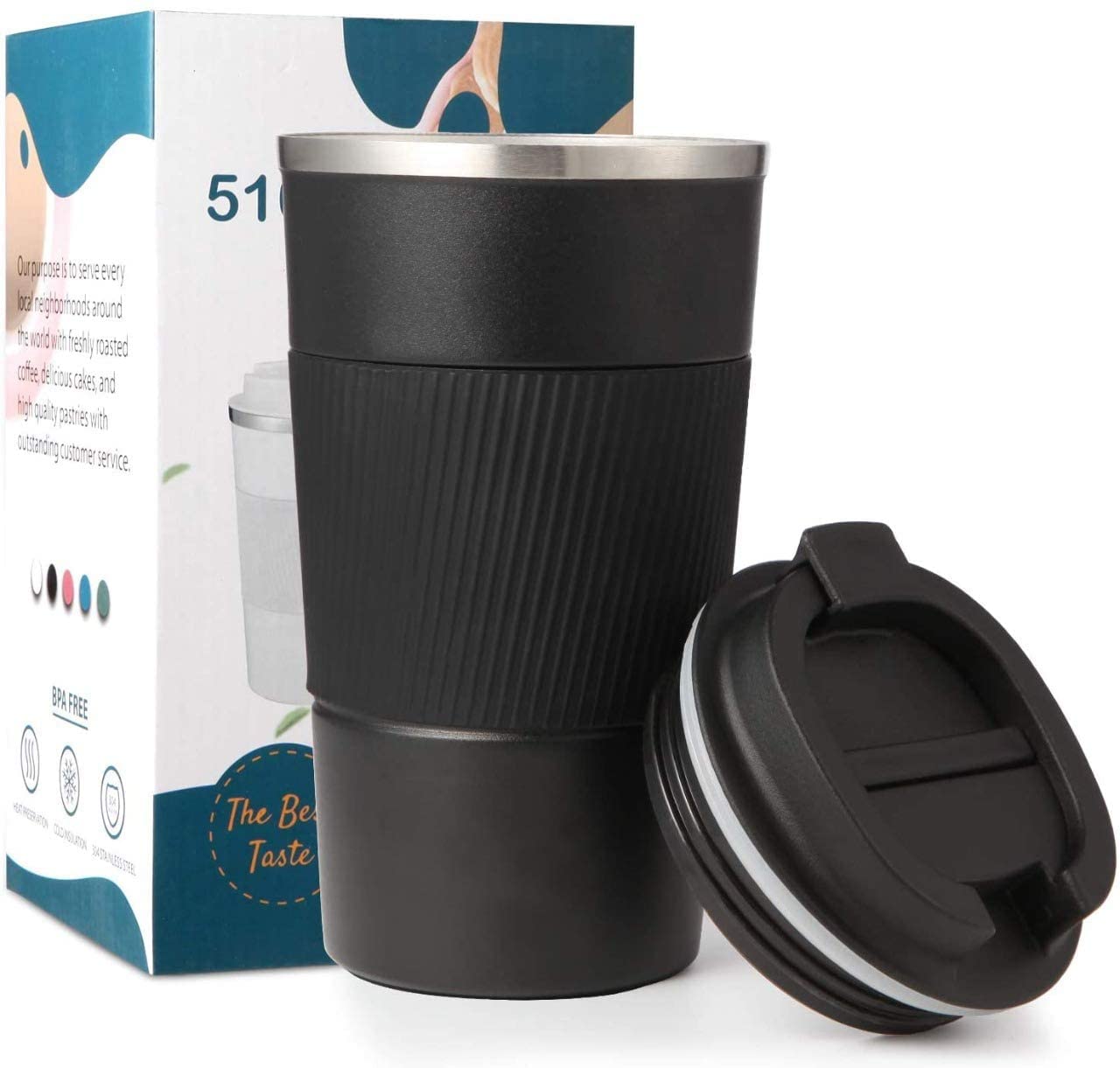 Musthome Coffee Mug Flask Insulated Leak Proof with lid Travel Tumbler Thermos Sipper Steel Mug- Hot and Cold for 6 Hour,500ml |‎9W x 8H cm