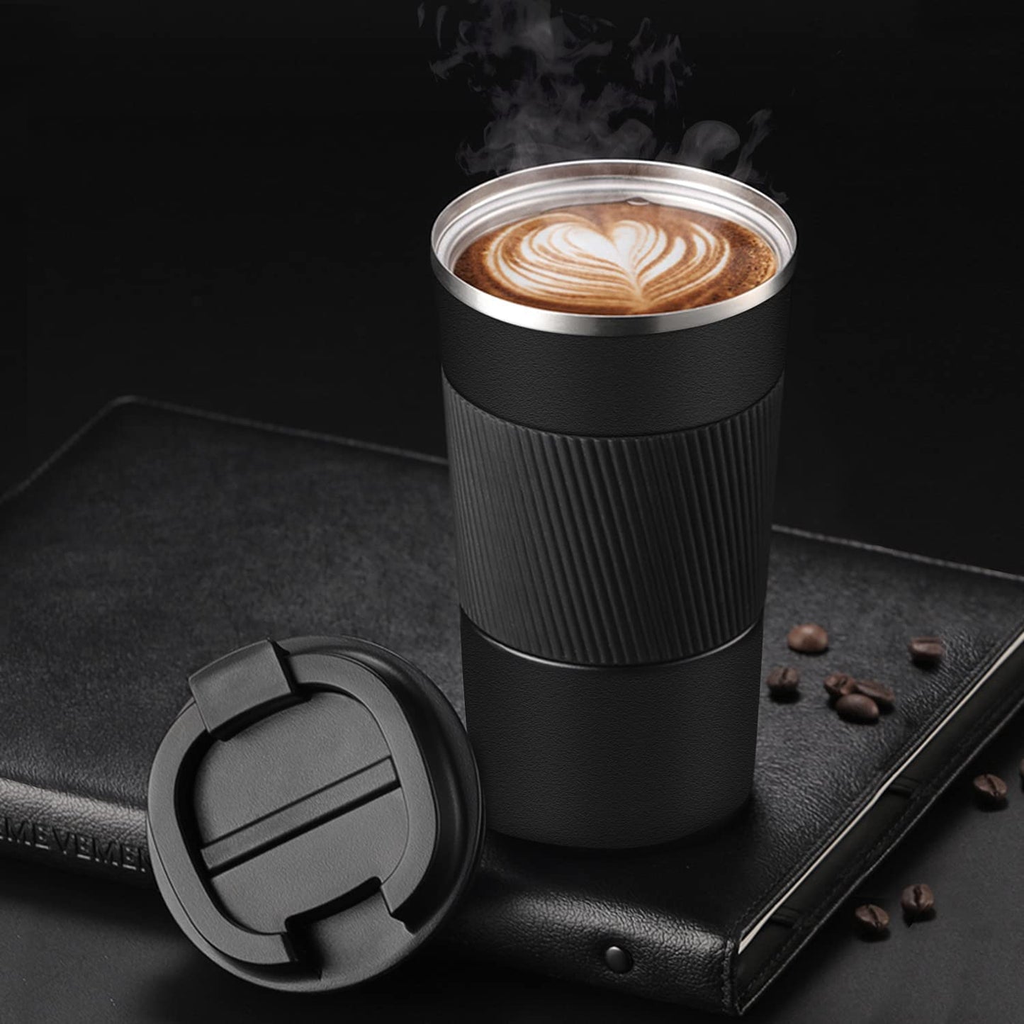 Musthome Coffee Mug Flask Insulated Leak Proof with lid Travel Tumbler Thermos Sipper Steel Mug- Hot and Cold for 6 Hour,500ml |‎9W x 8H cm