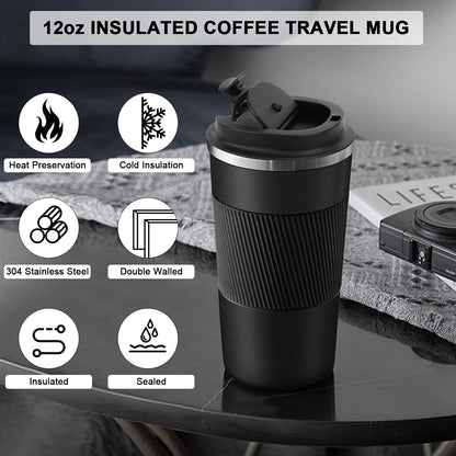Musthome Coffee Mug Flask Insulated Leak Proof with lid Travel Tumbler Thermos Sipper Steel Mug- Hot and Cold for 6 Hour,500ml |‎9W x 8H cm