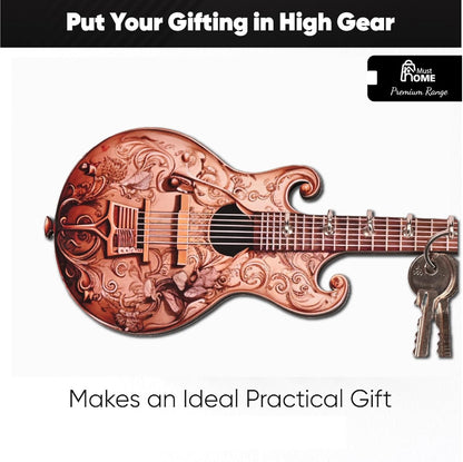 MustHome Key Holder for Home | Premium Guitar Wooden Key Holder | 30 by 15 cm