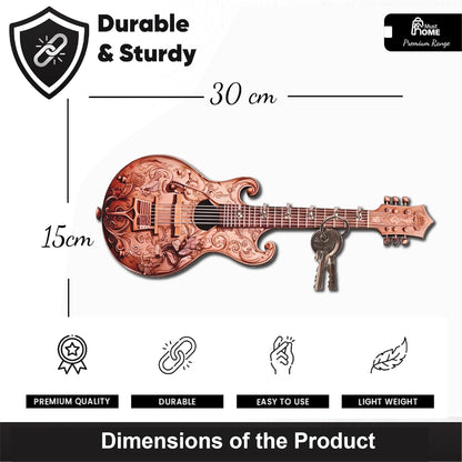 MustHome Key Holder for Home | Premium Guitar Wooden Key Holder | 30 by 15 cm