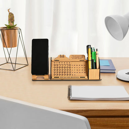 Lifetime Calendar With Desk Organizer and Mobile Stand | Desk Calendar | Mobile Accessories