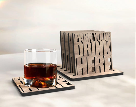 MustHome Engineered Wood | Coaster | Coasters For Cups Set Of 6 |3.5 X 3.5 Inch