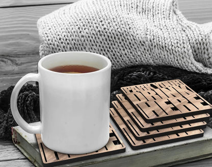 MustHome Engineered Wood | Coaster | Coasters For Cups Set Of 6 |3.5 X 3.5 Inch