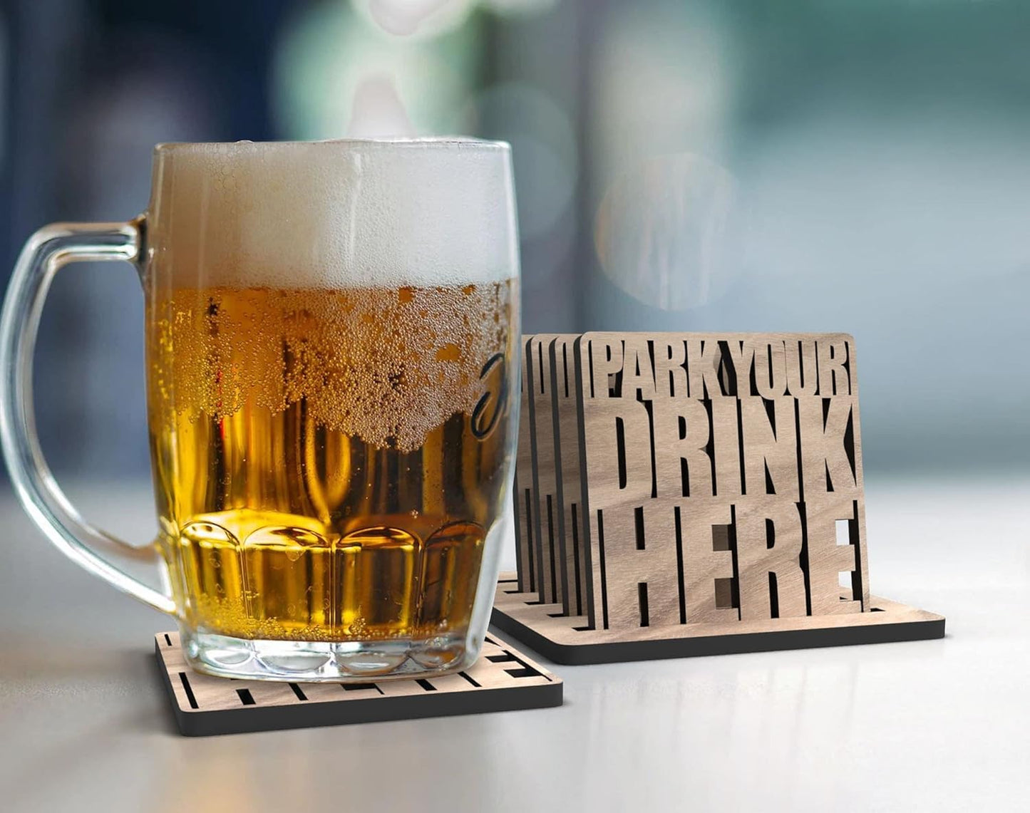 MustHome Engineered Wood | Coaster | Coasters For Cups Set Of 6 |3.5 X 3.5 Inch