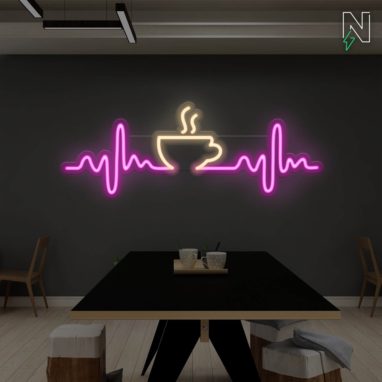Heartbeat Coffee Neon Sign