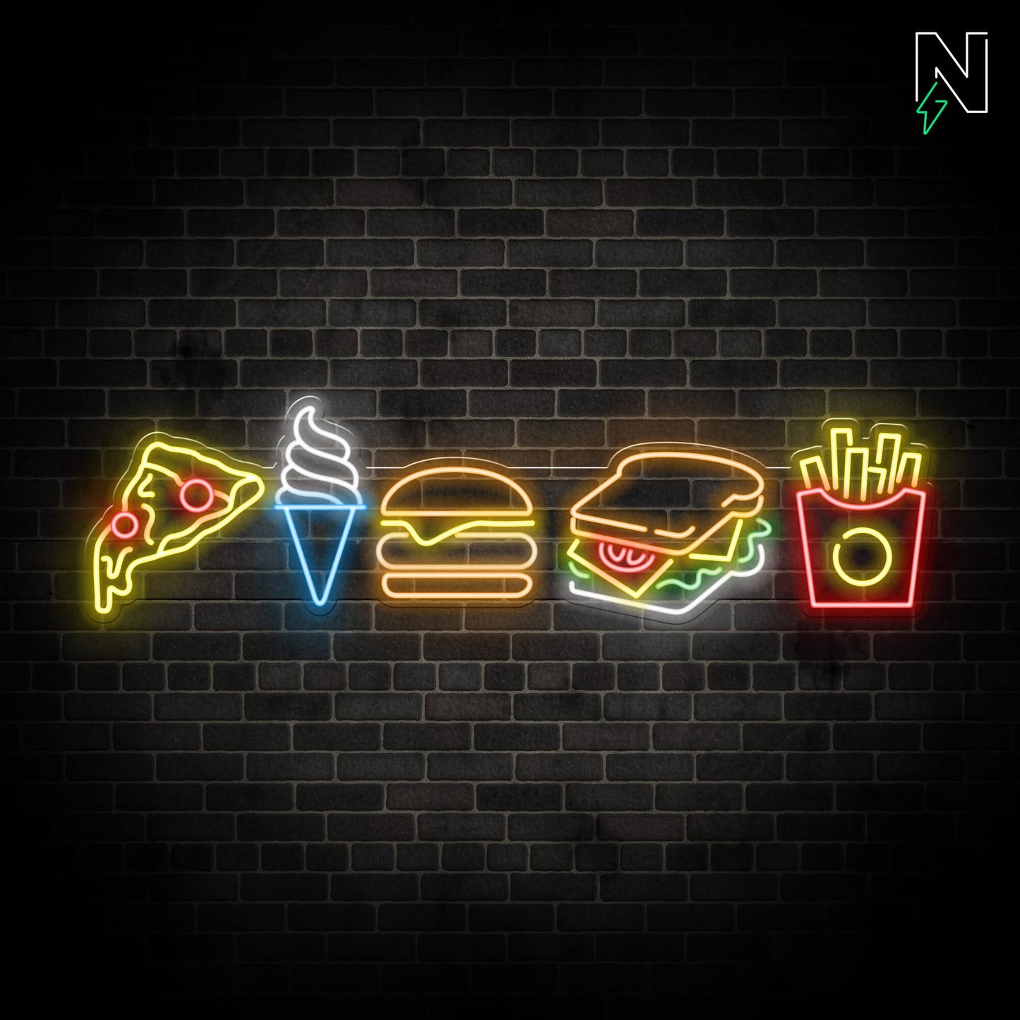 Burgers Fries & Vibes Neon Sign