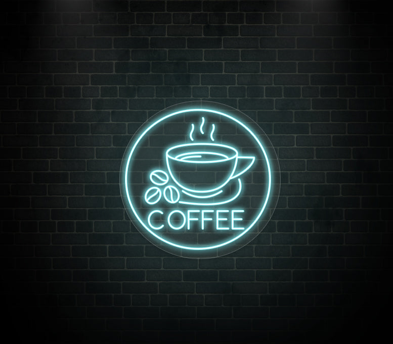 Coffee Cup Coffee Beans Neon Sign