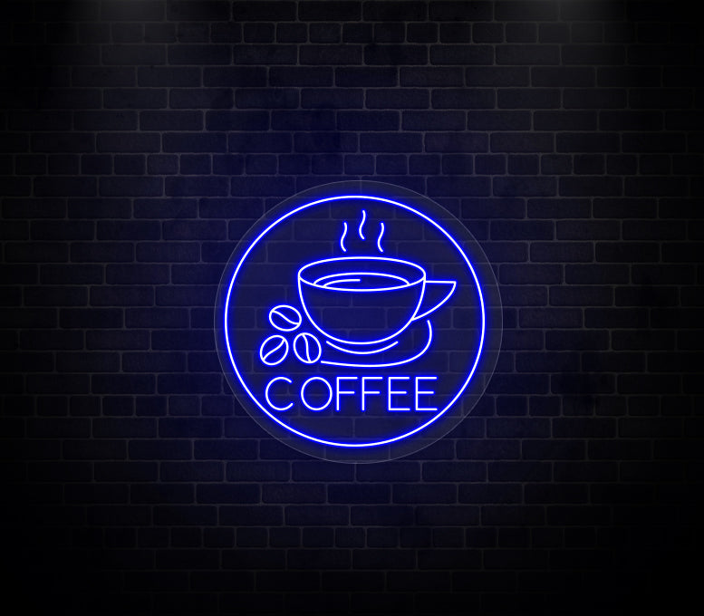 Coffee Cup Coffee Beans Neon Sign