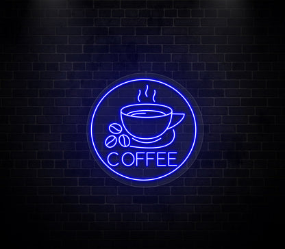 Coffee Cup Coffee Beans Neon Sign