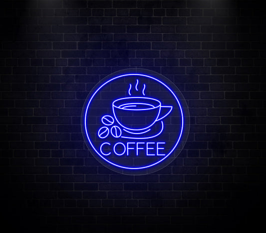Coffee Cup Coffee Beans Neon Sign