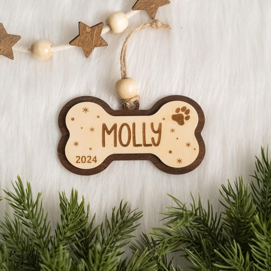 MustHome Customized Pet ID, Personalised Wooden Dog Name Plate, 20 x 15 cm