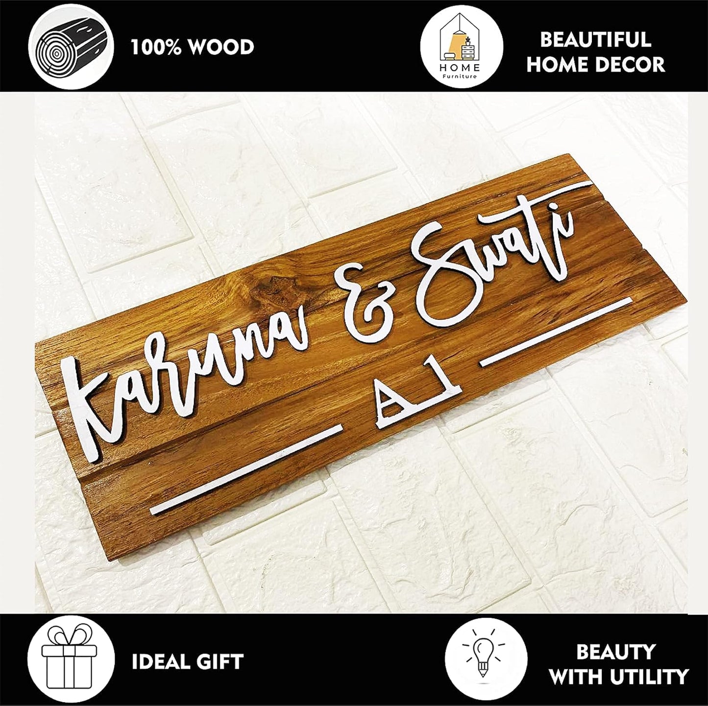 FusionEdge Home | Name Plate For Home, Office & Outdoor Entrance |7x15 inch