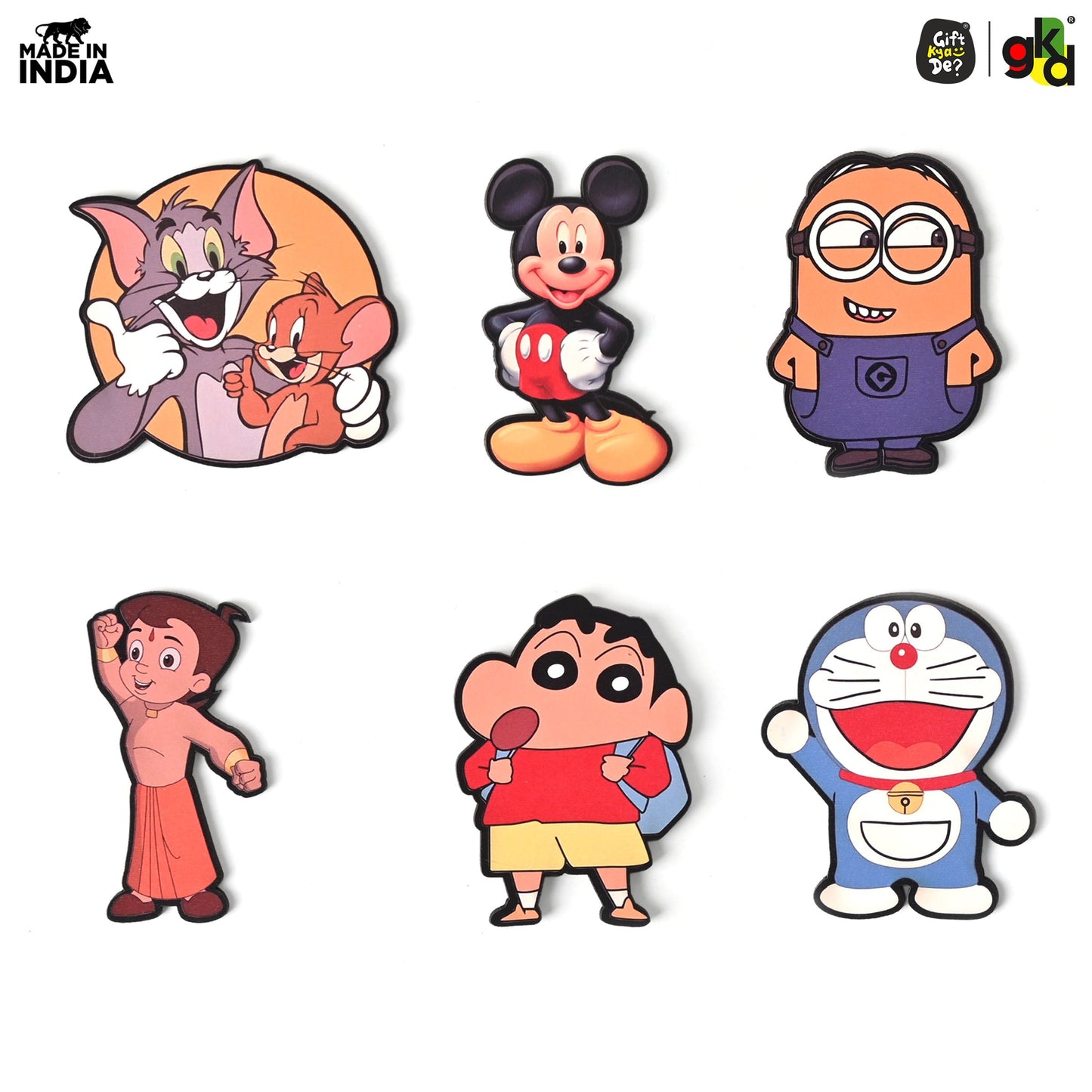 Wooden Fridge Magnet Set – Pack of 6 | Cartoon, Emoji & Veggie Designs | Cute, Fun & Durable Refrigerator Magnets