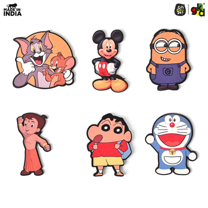 Wooden Fridge Magnet Set – Pack of 6 | Cartoon, Emoji & Veggie Designs | Cute, Fun & Durable Refrigerator Magnets