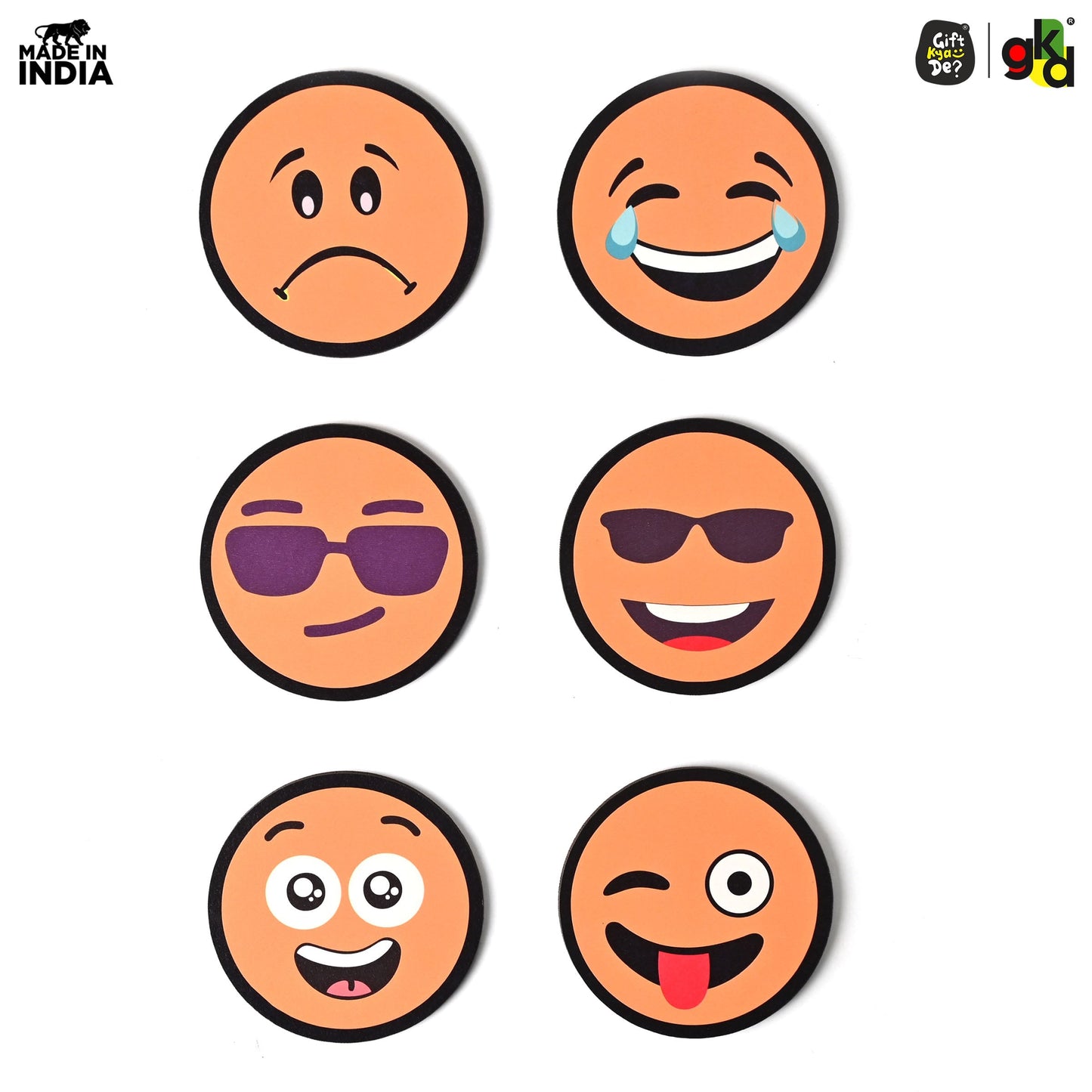Wooden Fridge Magnet Set – Pack of 6 | Cartoon, Emoji & Veggie Designs | Cute, Fun & Durable Refrigerator Magnets
