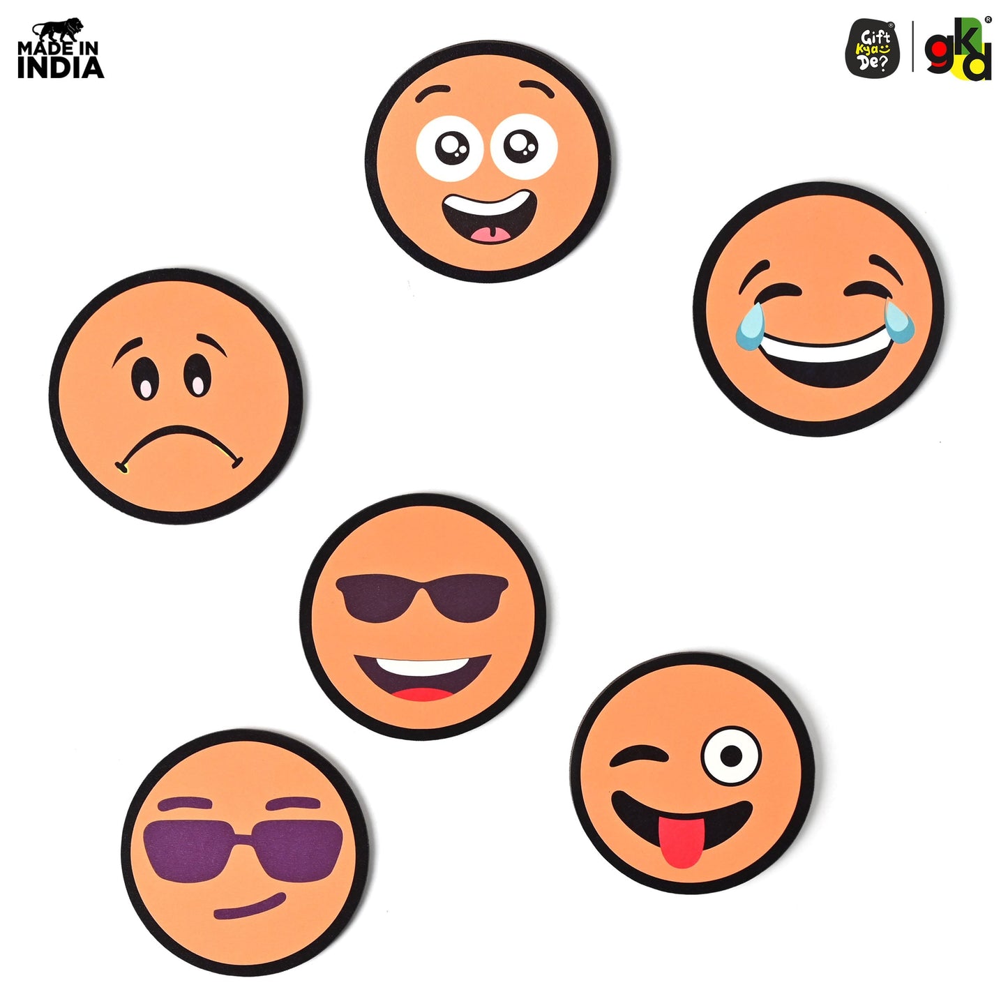 Wooden Fridge Magnet Set – Pack of 6 | Cartoon, Emoji & Veggie Designs | Cute, Fun & Durable Refrigerator Magnets