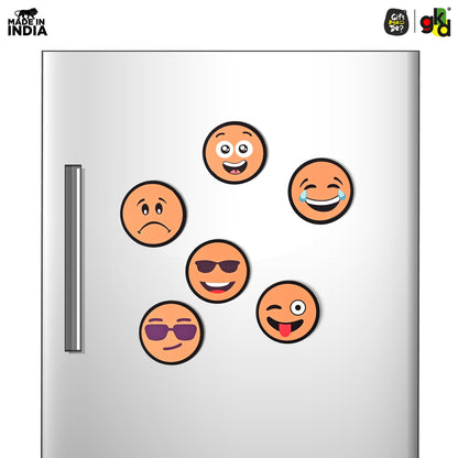 Wooden Fridge Magnet Set – Pack of 6 | Cartoon, Emoji & Veggie Designs | Cute, Fun & Durable Refrigerator Magnets